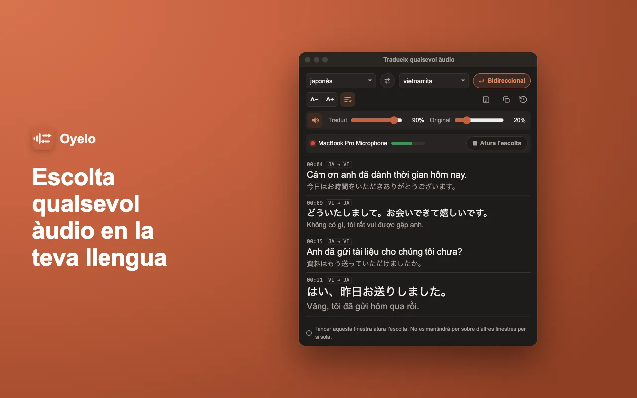 Escolta qualsevol àudio en la teva llengua