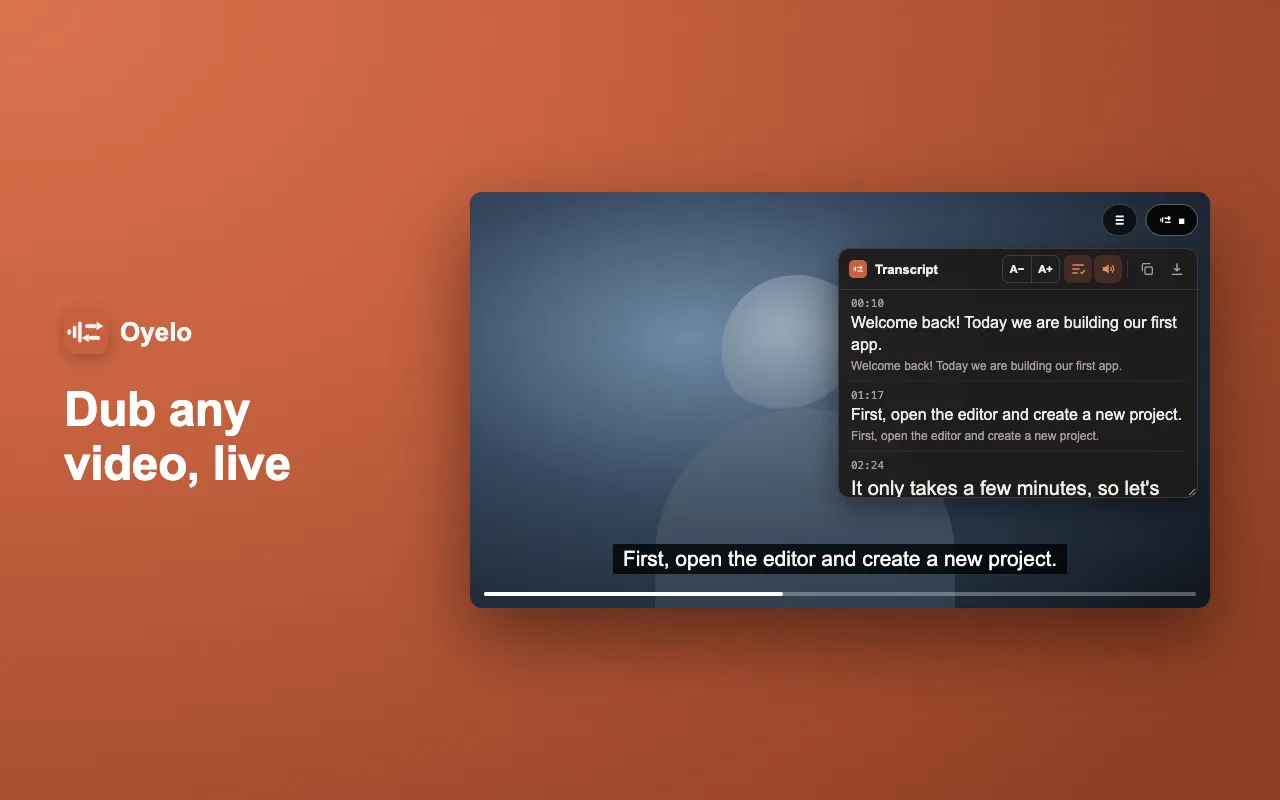 Dub any video, live
