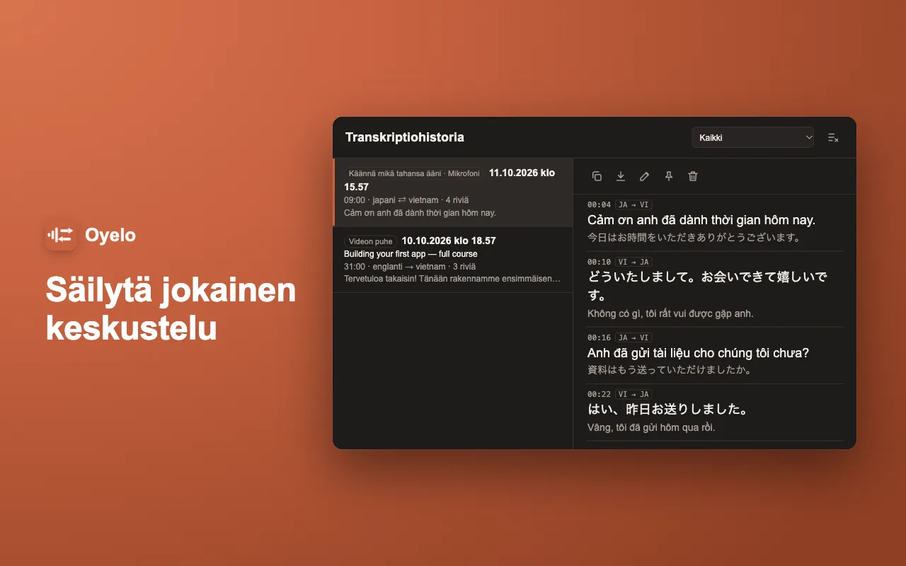 Säilytä jokainen keskustelu