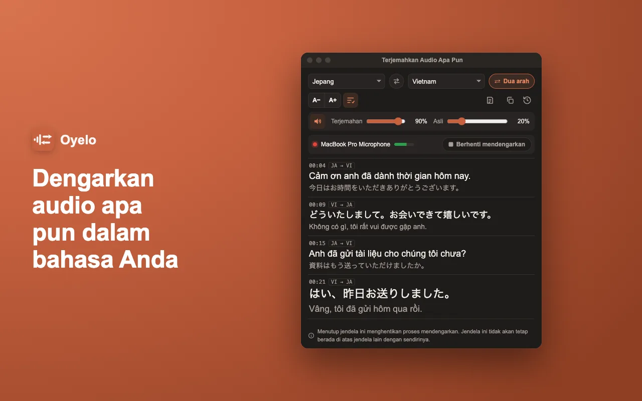Dengarkan audio apa pun dalam bahasa Anda
