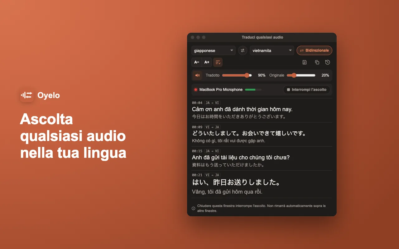 Ascolta qualsiasi audio nella tua lingua