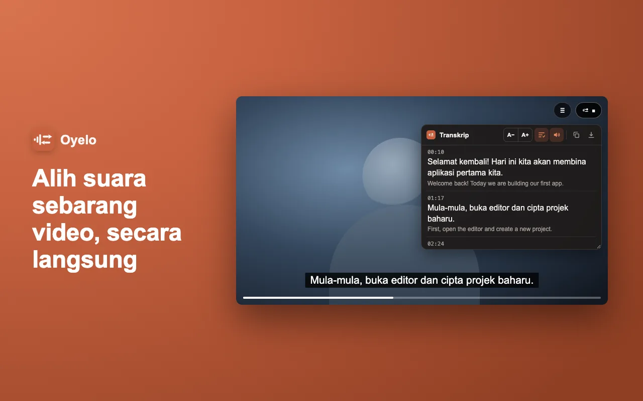 Alih suara sebarang video, secara langsung