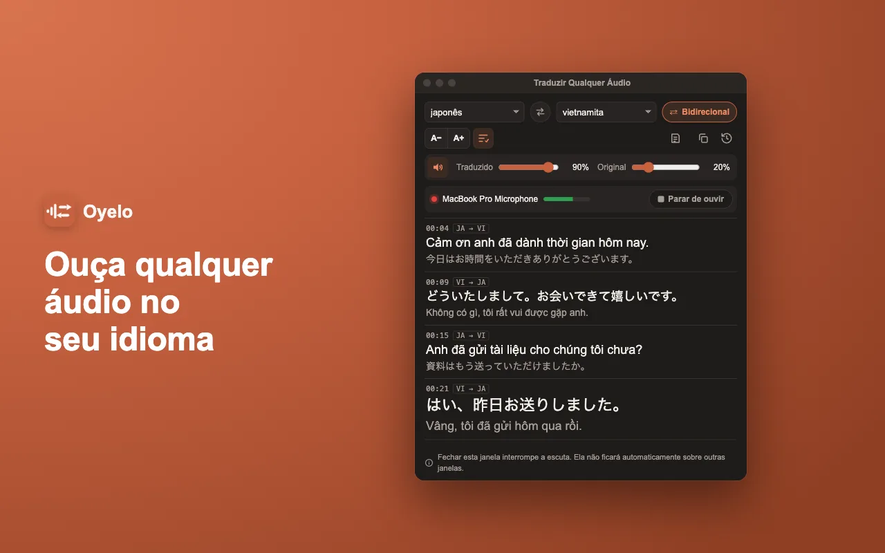 Ouça qualquer áudio no seu idioma