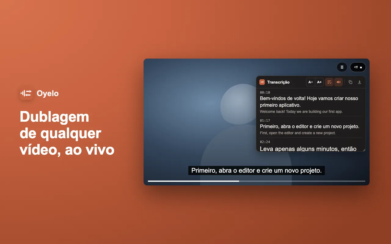 Dublagem de qualquer vídeo, ao vivo